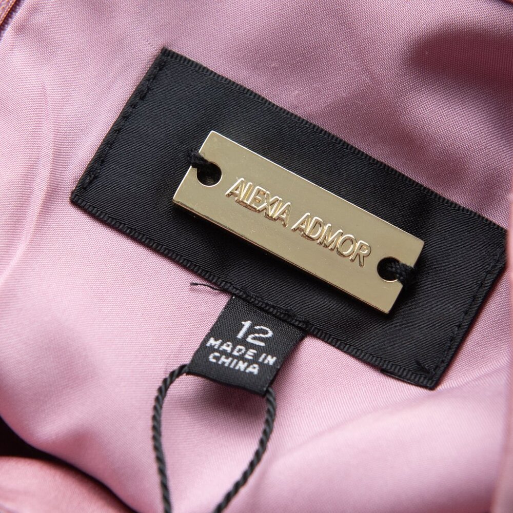 Alexia Admor Brooklyn Dress Mock Neck Midi Fit & Flare Blush Pink Size 12 New - Picture 4 of 10